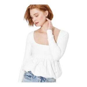 NWT Wild Fable White Long Sleeve Peplum Blouse XS